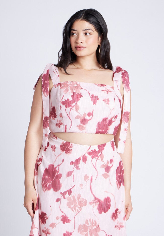 Floral Crop Top, BLOOMS OF PINK, hi-res image number null