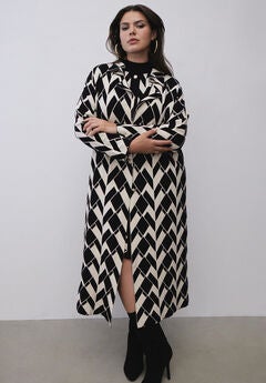 Geo Print Heavy Knit Duster