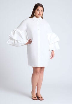 Poplin Ruffle Sleeve Dress