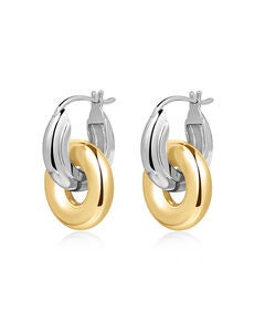 Two-Tone Interlock Hoops- Silver