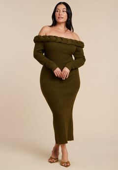 Cableknit Off Shoulder Maxi Dress