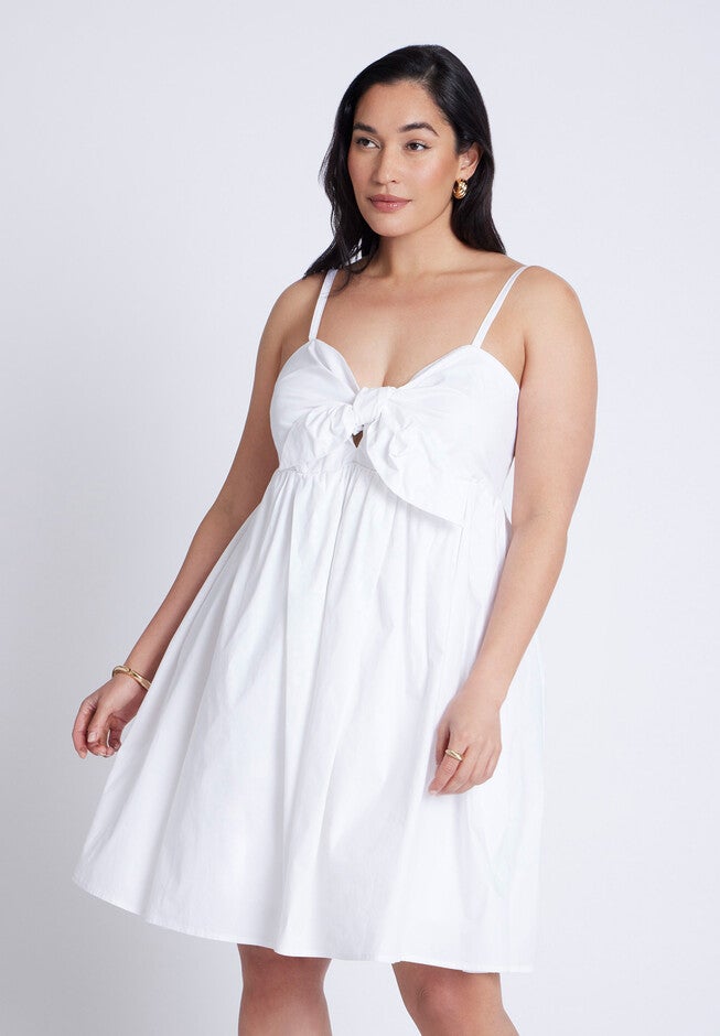 Tie Bodice Flare Mini Dress, BRIGHT WHITE, alternate image number null