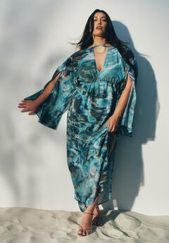Shell Detail Wide-Sleeve Kaftan