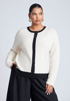 Contrast Placket Cardigan