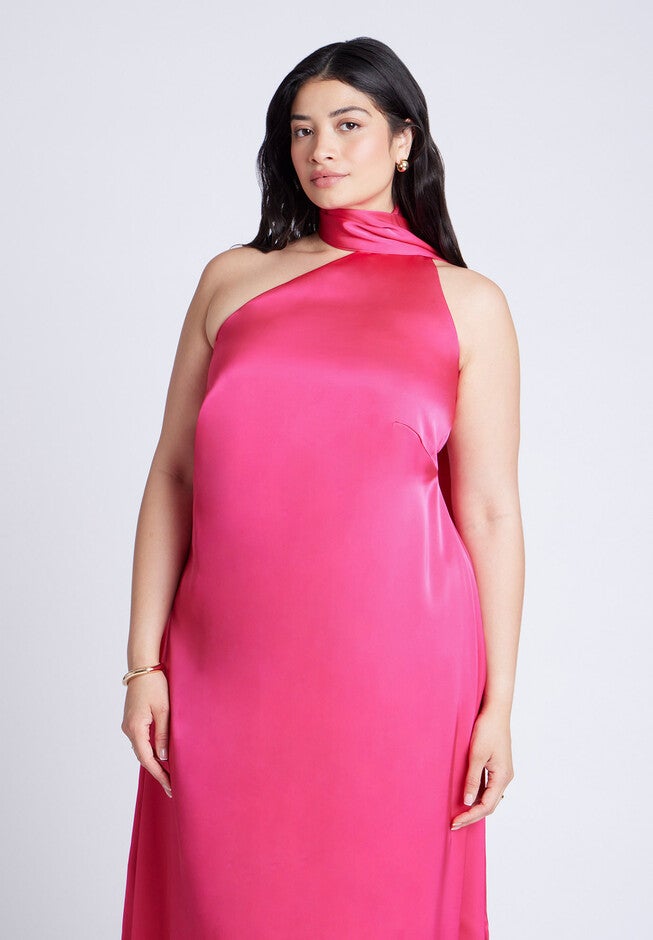 Scarf Neck Maxi Dress, PINK YARROW, alternate image number null