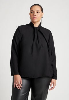 Drape Collar Blouse