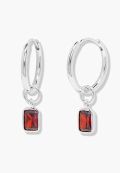 Mackenzie Silver Birthstone Hoops