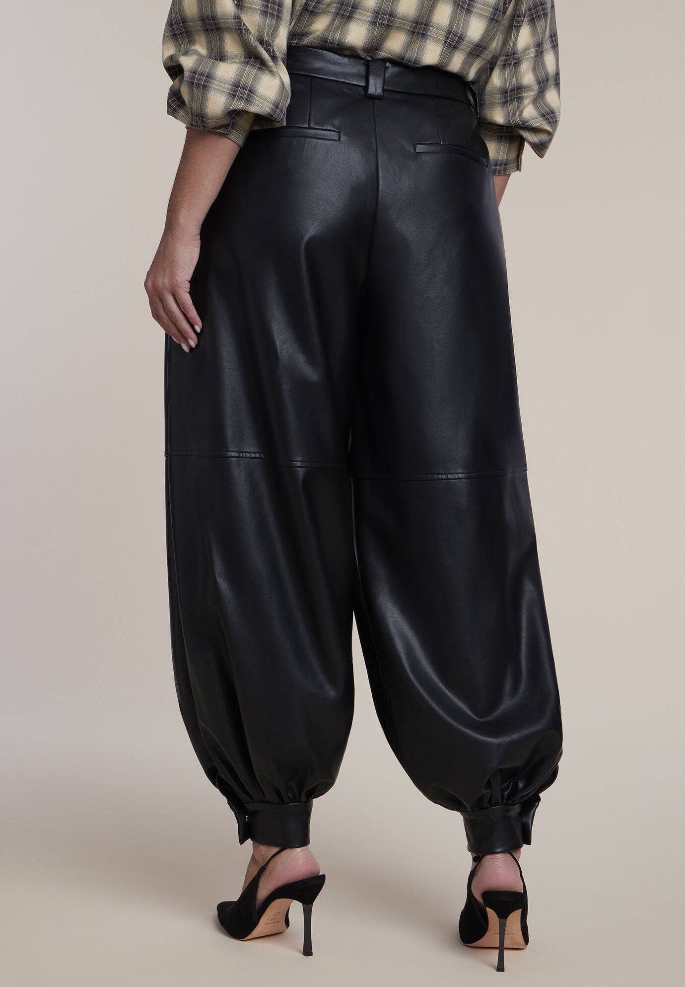 Faux Leather Balloon Pant, BLACK ONYX, alternate image number 3