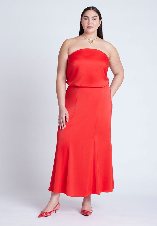 Maxi Satin Skirt, ADRENALINE RED, hi-res image number null