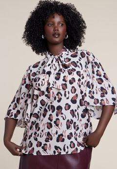 Bow Blouse With Flutter Sleeve