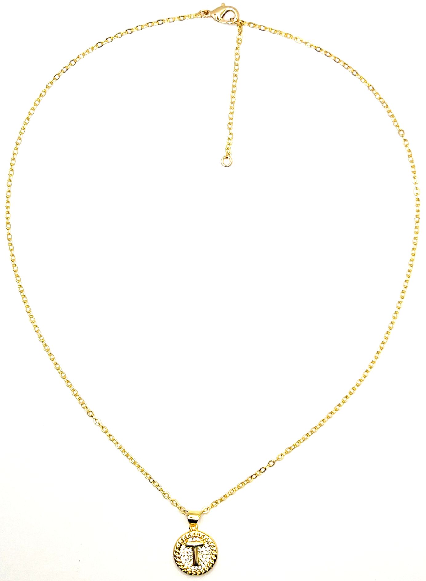 Lustre Initial Necklace, T, hi-res image number 0