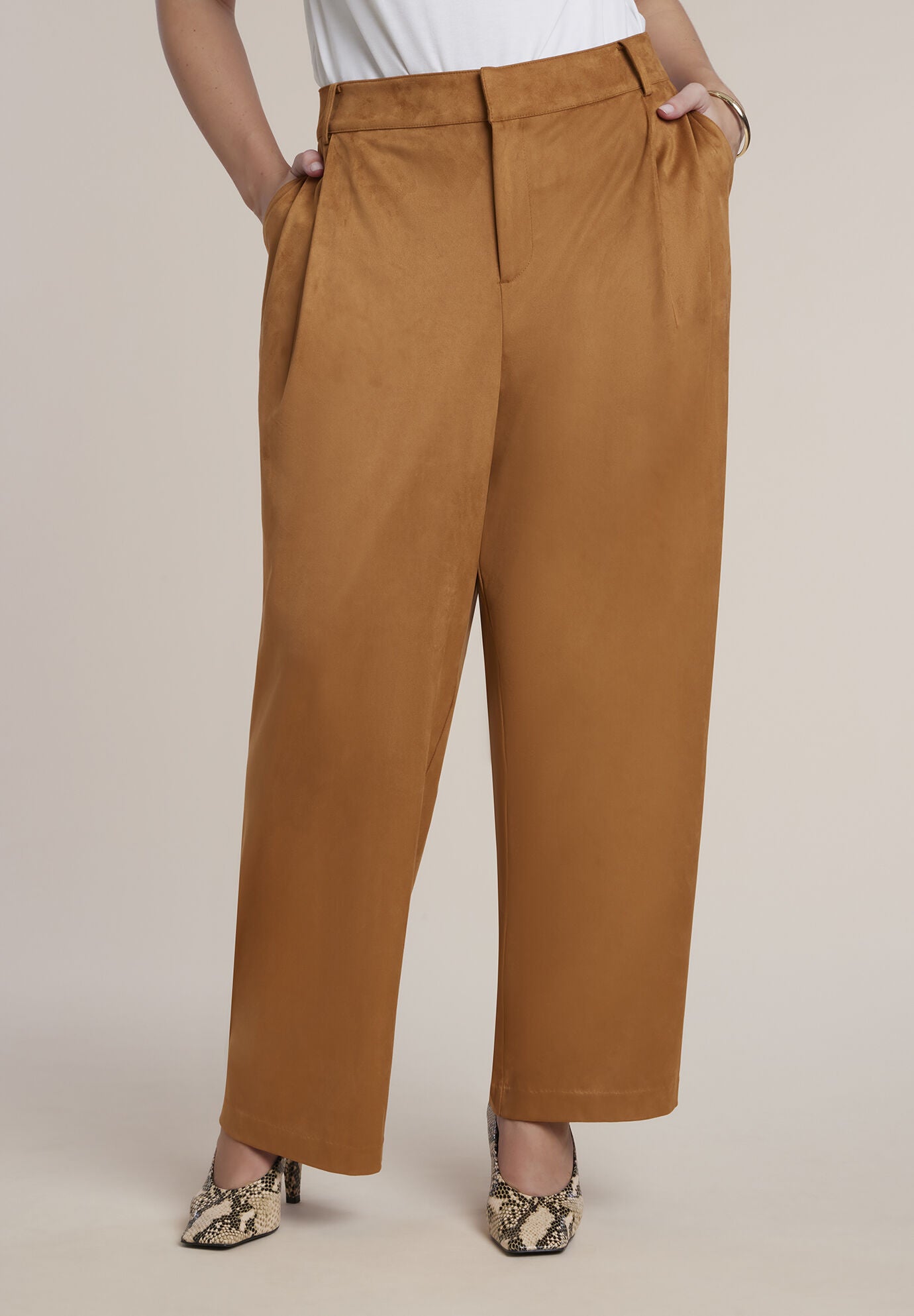 Faux Suede Wide-Leg Pant