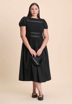 Smocked Flare Midi Dress