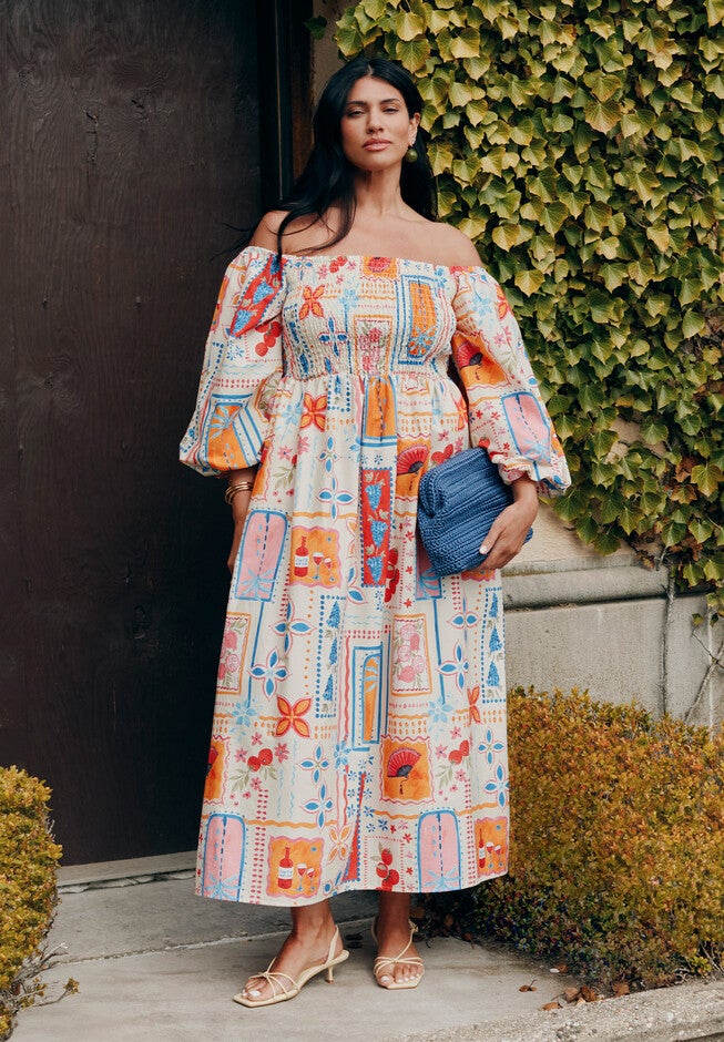 Printed Puff Sleeve Maxi Dress, SOUVENIR, hi-res image number null