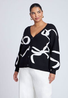 Bow Print Cardigan