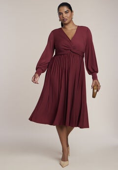 Knot Front Pleated Skirt Dress