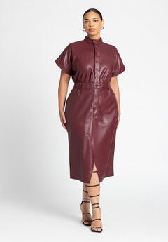 Faux Leather Midi Dress