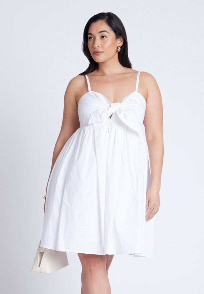 Tie Bodice Flare Mini Dress, BRIGHT WHITE, alternate image number null