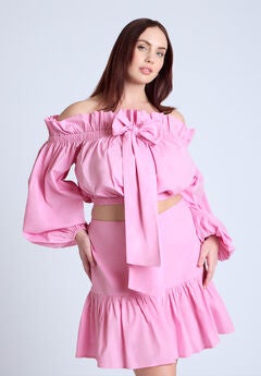 Bubble Sleeve Crop Top