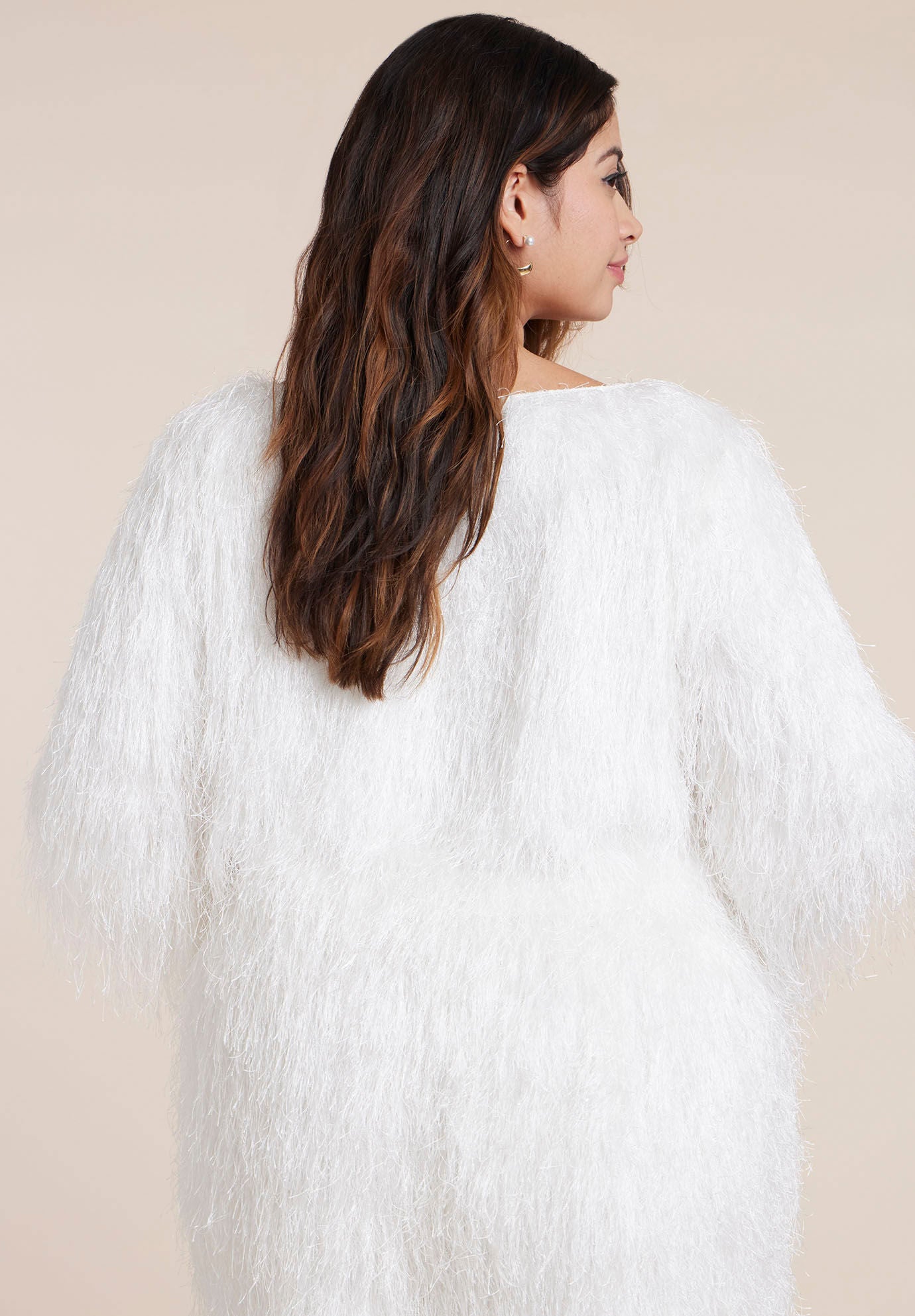 Textural Fringe Crop Top, SOFT WHITE, alternate image number 2