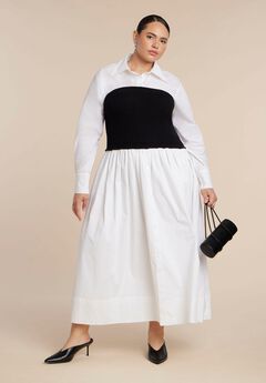 Sweater Twofer Shirt Dress