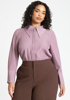 Pointed Collar Button Up Shirt