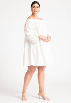 Ruffle Neckline Mini Dress