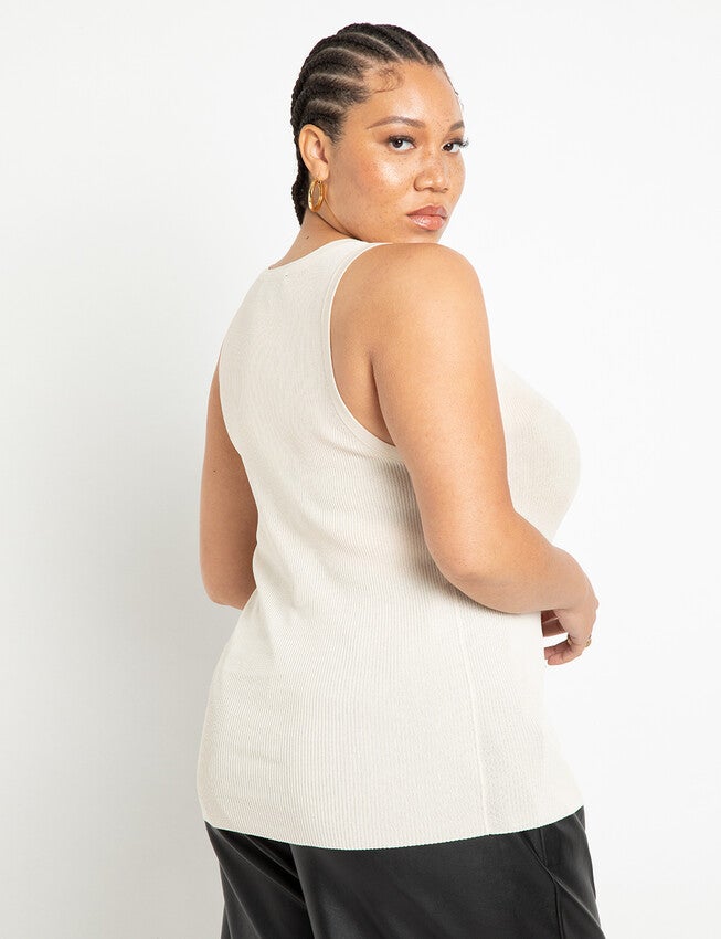 Scoop Neck Knitted Tank, EGGNOG, on-hover image number null