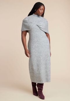 Twist Front Cape Sweater Dress