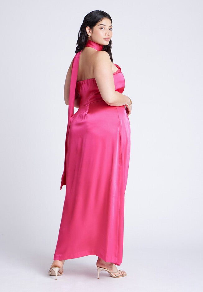 Scarf Neck Maxi Dress, PINK YARROW, on-hover image number null