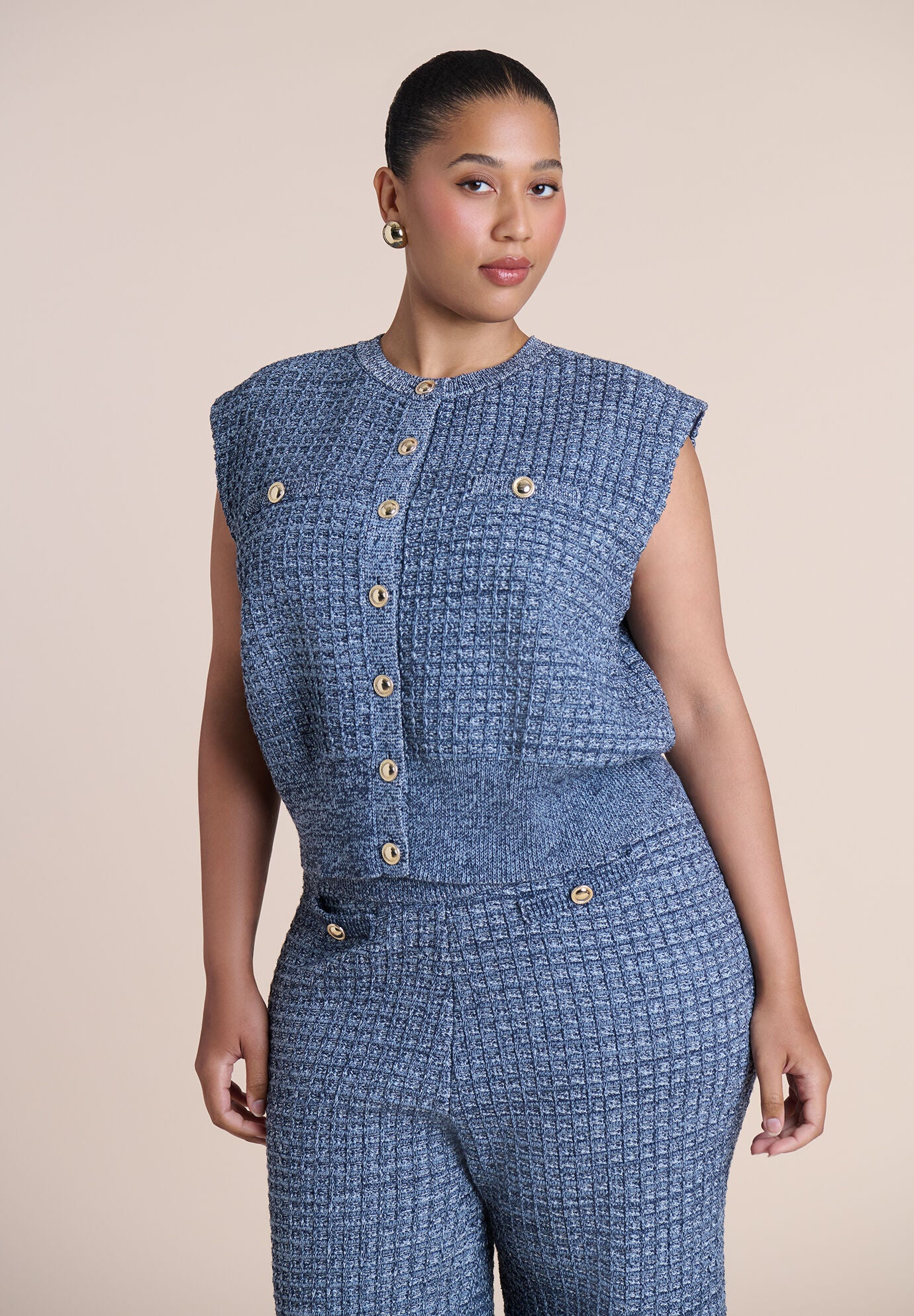 Button Detail Knit Vest