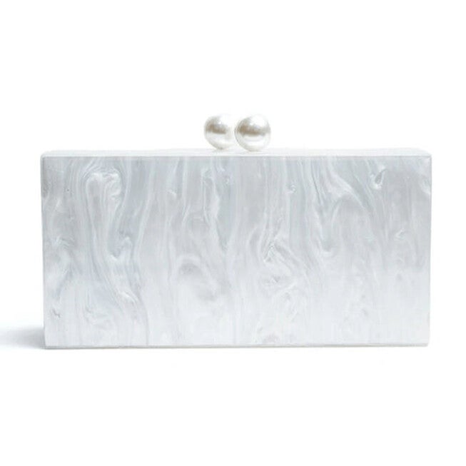 Acrylic Pearl Clutch, WHITE, hi-res image number 0