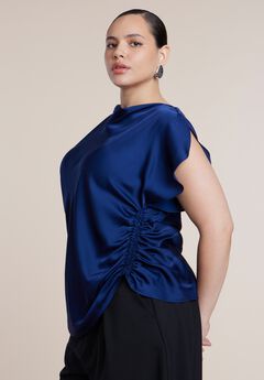 Flutter Sleeve Draped Satin Top