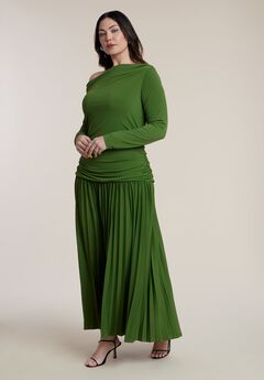 Long Sleeve Drop Waist Maxi Dress