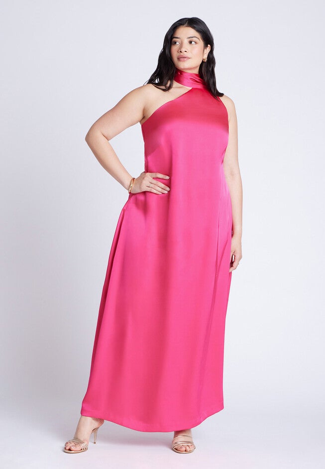 Scarf Neck Maxi Dress, PINK YARROW, hi-res image number null
