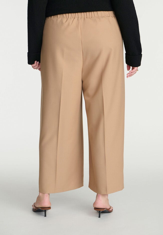 Woven Wide Leg Crop Pant, TOBACCO BROWN, alternate image number null