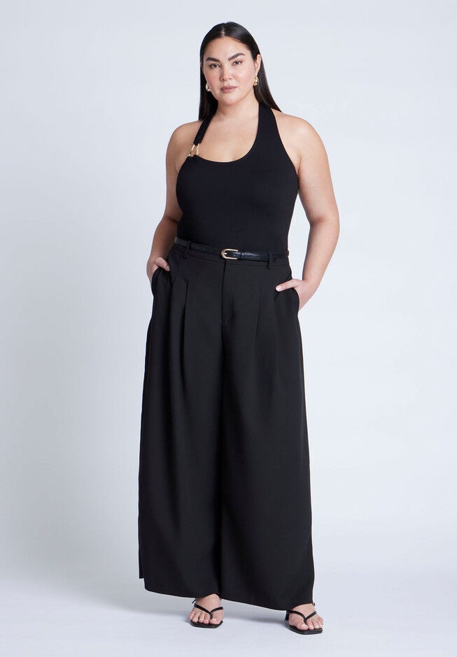 Asym Halter With Hardware Detail, BLACK ONYX, alternate image number null