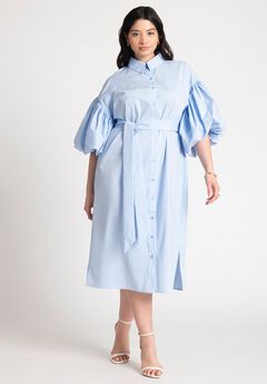 Balloon Sleeve Shirt Dress
