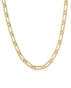 The Two-Tone Pave Link Necklace- Gold