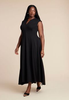 Notch Seam Detail Ponte Dress