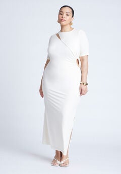 Cutout Detail Knit Maxi Dress