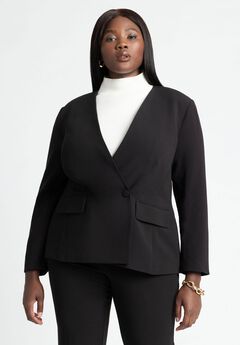 The 365 Semi Stretch Double Breast Collarless Blazer