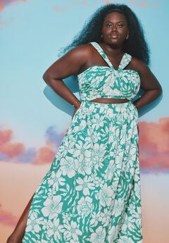 Poplin Maxi Skirt With Side Slits