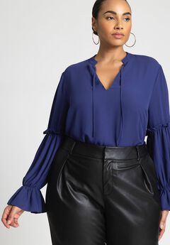 Ruffle Detail Blouse With Ties