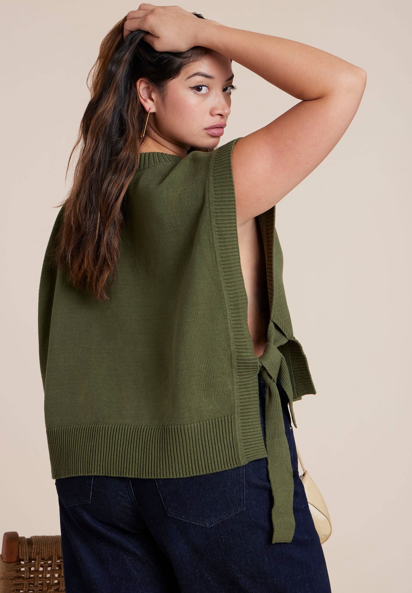 Overlay Sweater, DARK FOREST GREEN, alternate image number 2