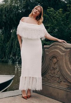 Textured Fringe Sweater Dress