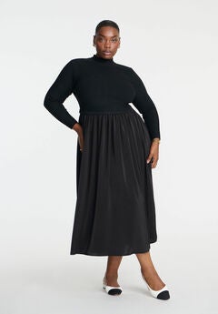 Mockneck Twofer Midi Dress
