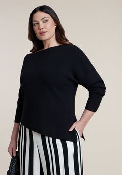 Off The Shoulder Sweater With Side Slit