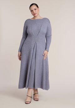 Pleat Detail Sweater Midi Dress