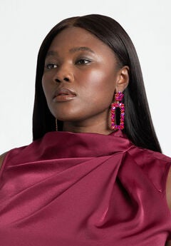 Post Crystal Rectangle Earrings